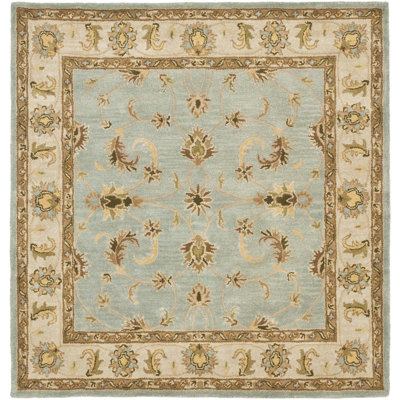 Tapis oriental en laine / coton / latex touffeté à la main Cranmore bleu clair / beige