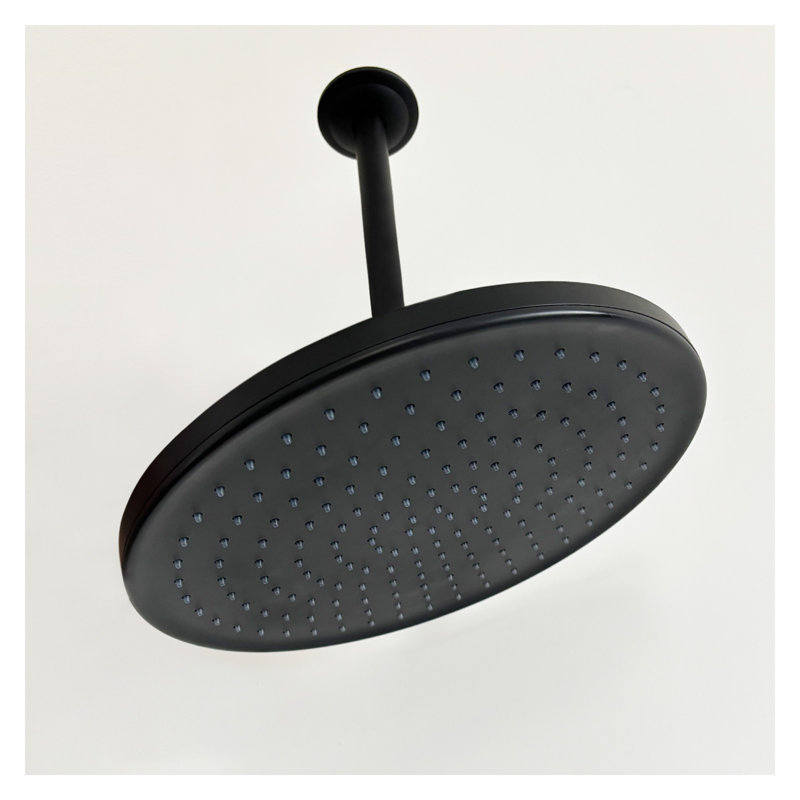 Tête de douche à pluie au plafond noir mat avec buses en silicone autonettoyantes, fabrication en ABS et en acier inoxydable