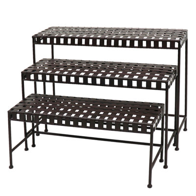 Ensemble de 3 tablettes pour plantes en métal tissé brun 31,5 po