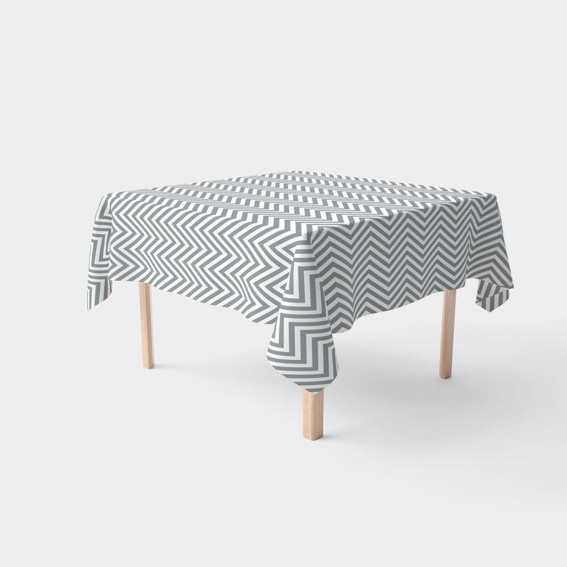 Silfa Chevron Tablecloth, 90" x 90", Gray