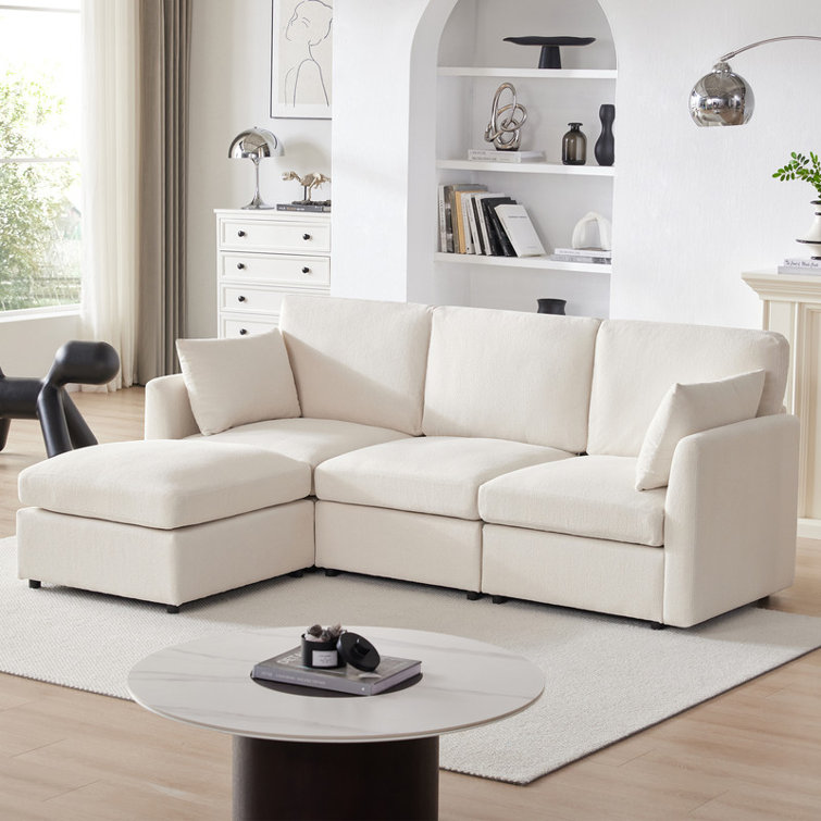 4-Piece Modular Cloud Couch Reversible Sectional with Ottoman
