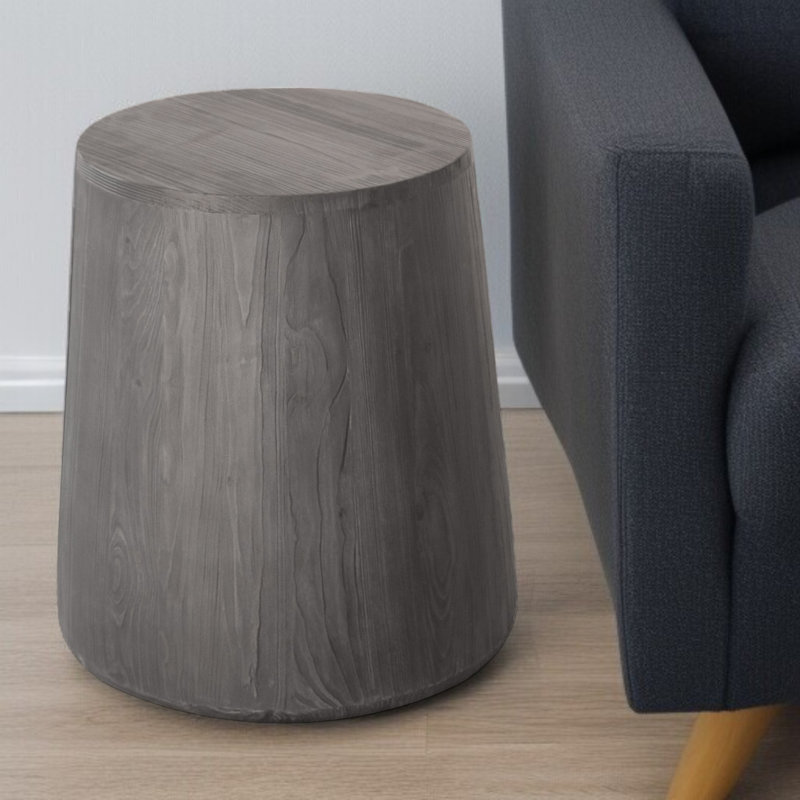 18" Ebony Solid Wood Round End Table, Ebony, 18.5" H x 15.5" L x 13" W