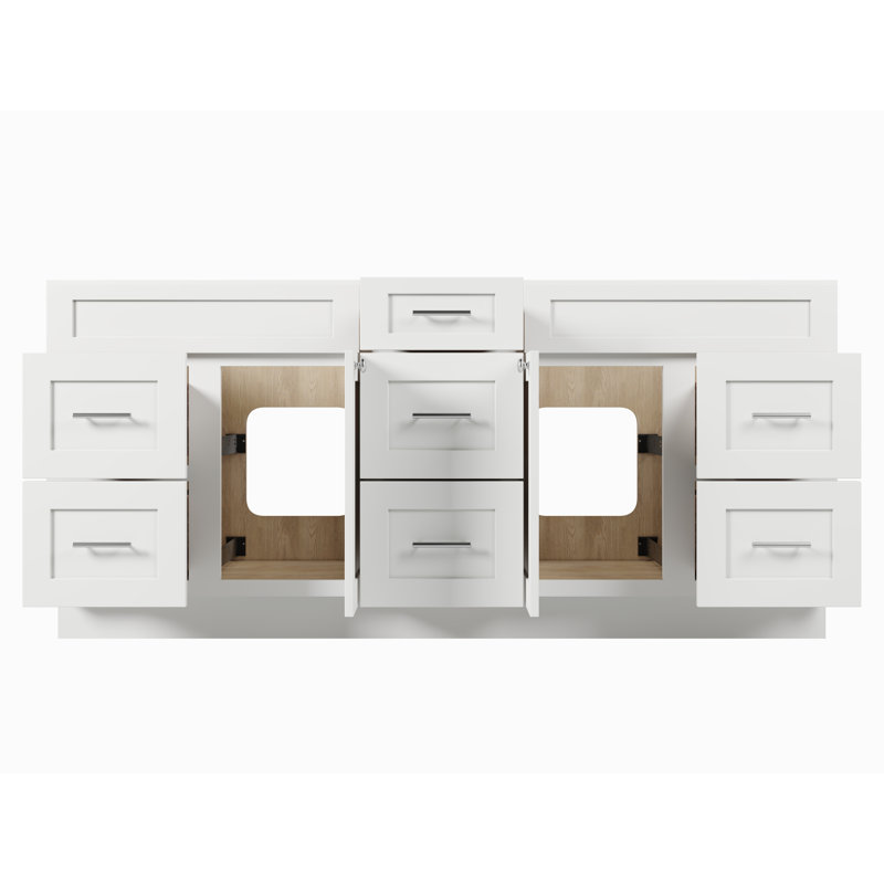 75" Double Bathroom Vanity Base only, White