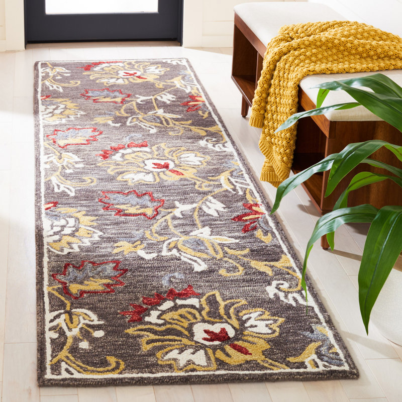 Windon Hand Tufted 0.8 Wool 0.2 Cotton Floral Rug, Round 6'