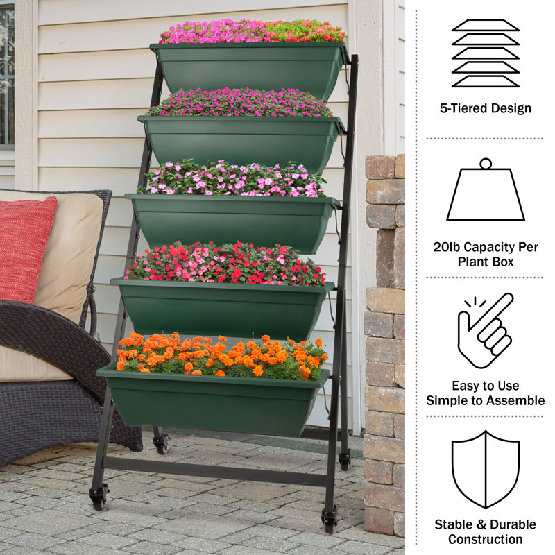 Clymer Raised Garden Beds - 5 Tier Vertical Garden Planter - Planters for Outdoor Plants - Gardening and Greenhouse Accessories by Pure Garden