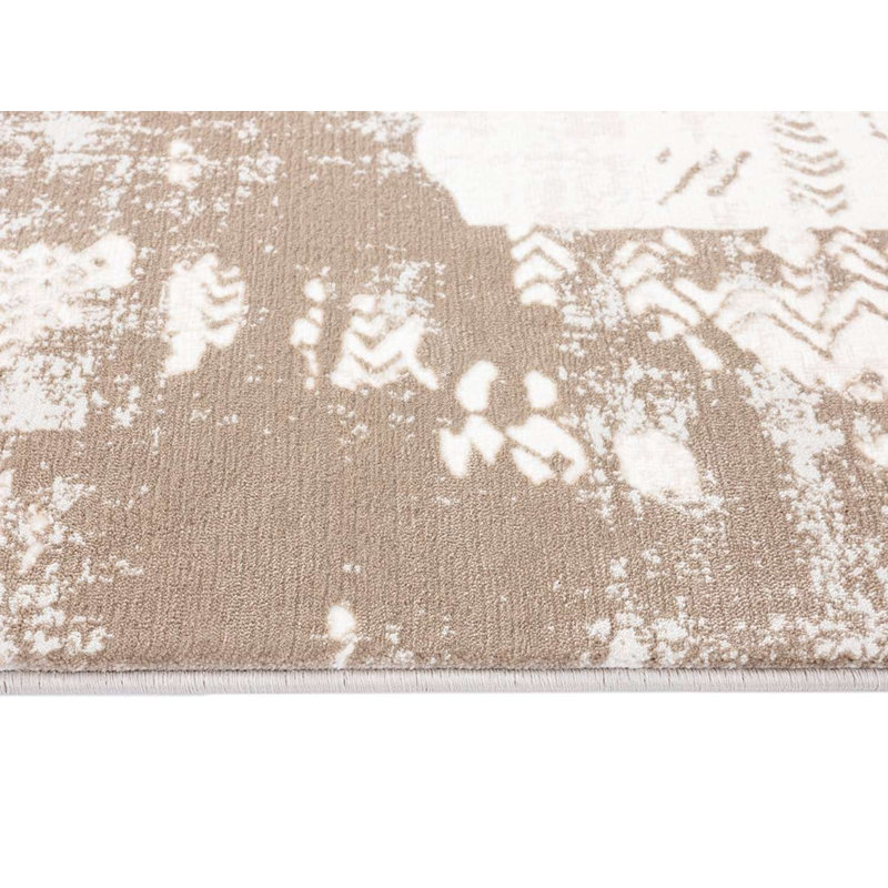 Tapis oriental brun en polypropylène tissé à la machine Brisseyda, Tapis de couloir 2 pi 7 po x 13 pi