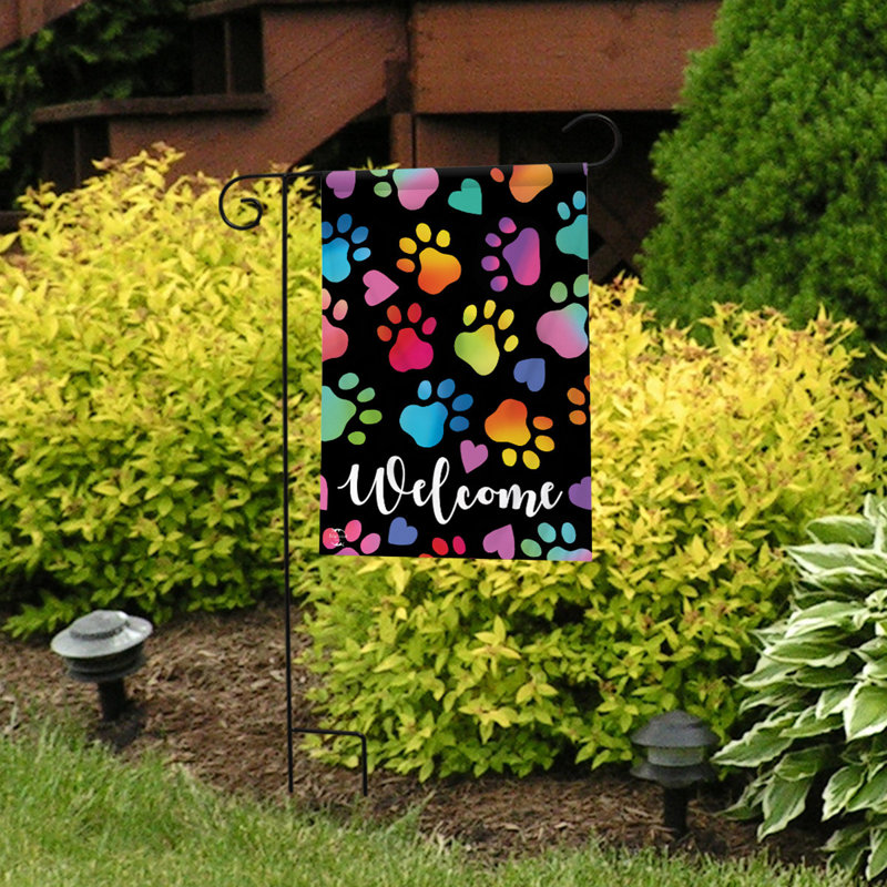 Rainbow Pawprints Welcome Garden - drapeau