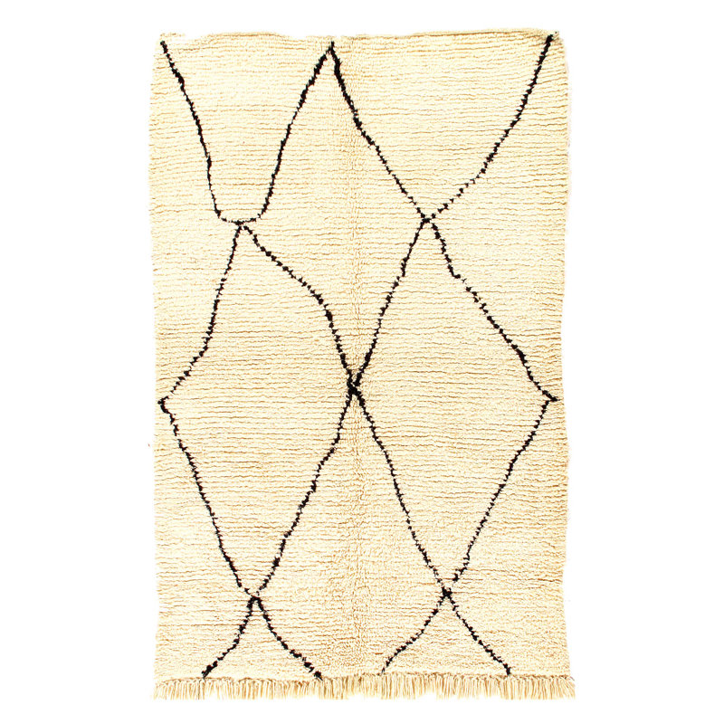 Tapis unique ivoire / noir 5 pi 4 po x 7 pi 1 po Wolcott