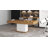 Dining Table with 2 Drawers, Modern Farmhouse Rectangular Kitchen Table for 6, Long Dining Room Tables with Led Strip for Kitchen Living Room (Black& Rustic Brown)-232811559