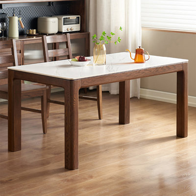 Solid wood rock plate rectangular dining table