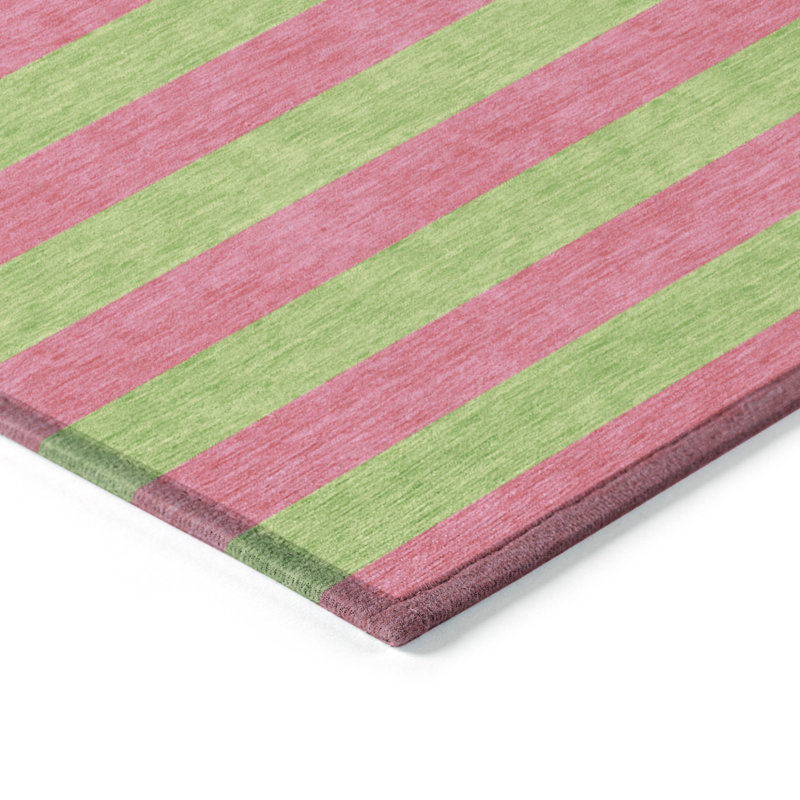Tapis intérieur antidérapant à rayures vertes et rouges 2 pi x 3 pi
