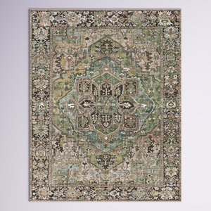 8x10 Albion Oriental Black/Green/Ivory Area Rug