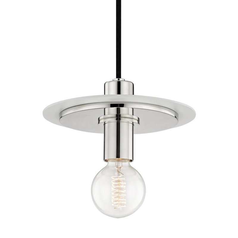 Milo 1-Light Pendant, 4.25" H x 9" W x 9" D, White, Polished Nickel
