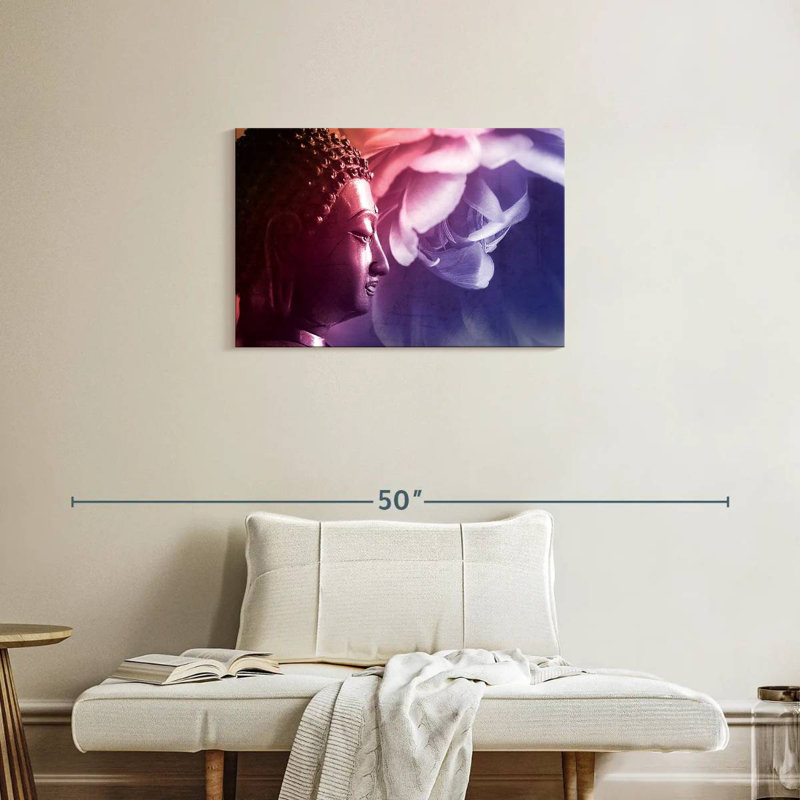 Bouddha Leisha et fleur, H 20 po x l 30 po