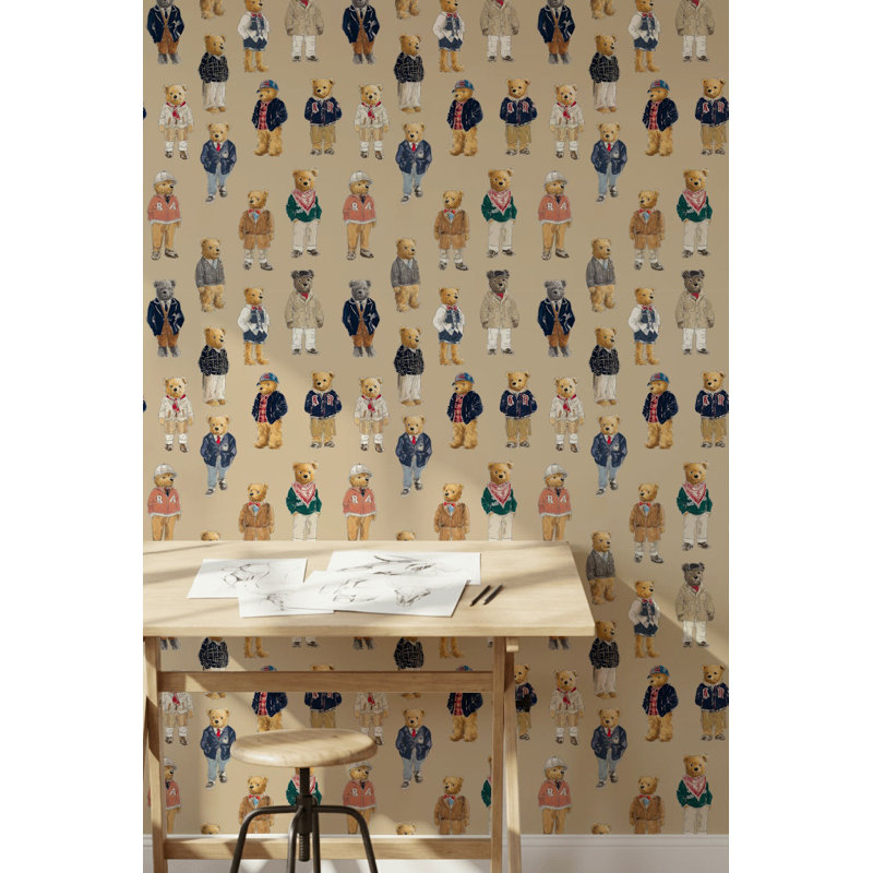 Adhésif mural Teddy Bears rétro amovible éclectique, Non tissé, non collé