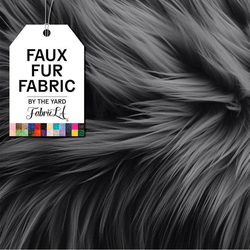 Fausse fourrure (1 verge prédécoupée) - Tissu en peluche artisanal, Gris