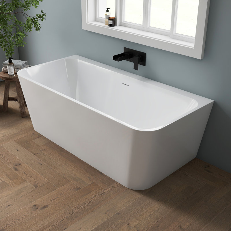 67' Wall-Mount Acrylic Bathtub Deep Soaking Bathtub
