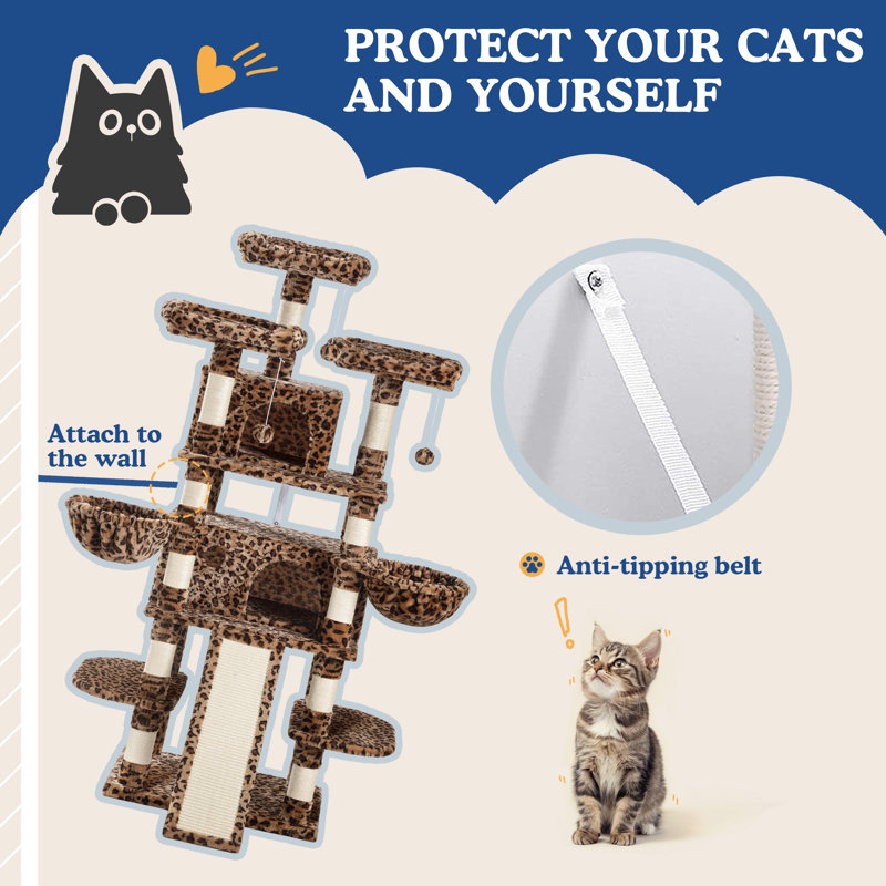 68" H Multi-Level Cat Tree, Brown