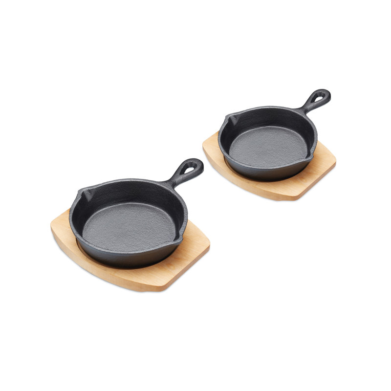 Artesà Cast Iron Mini Frying Pan, 2cm, Gift Boxed, Set Of 2, 2cm H x 16cm L x 11.5cm W