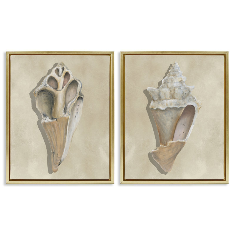 Ensemble de 2 toiles flottantes Broken Beach Shells, design par Michael Willett, H 21 po x l 17 po