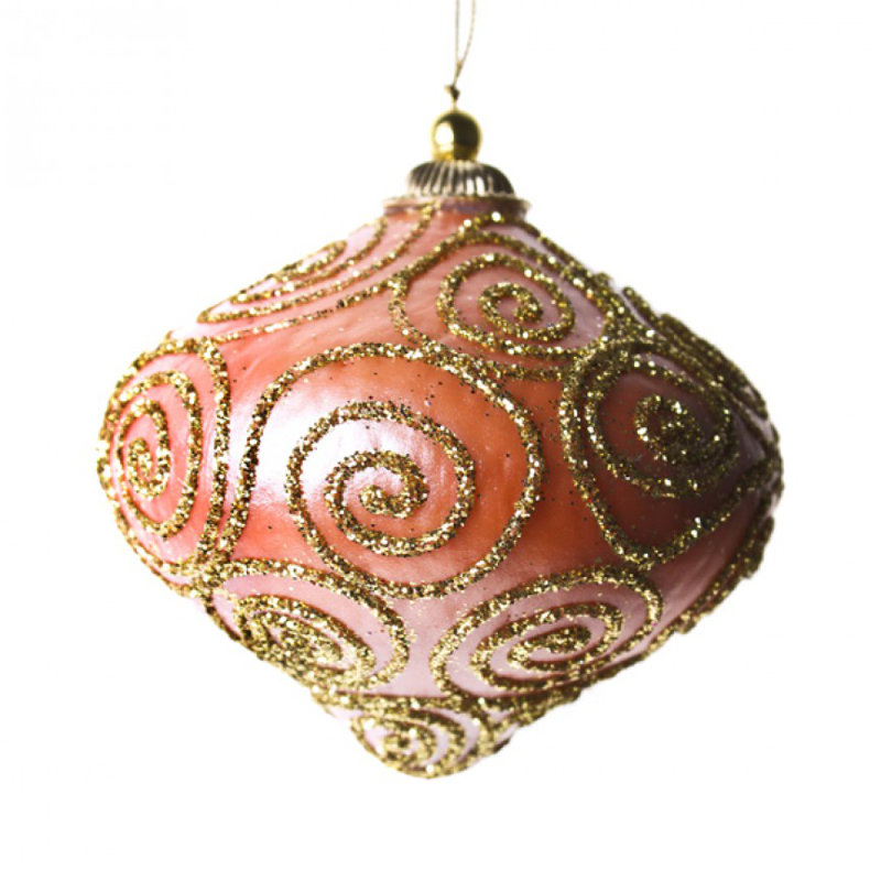11cm Holiday Shaped Ornament, Orange / Gold