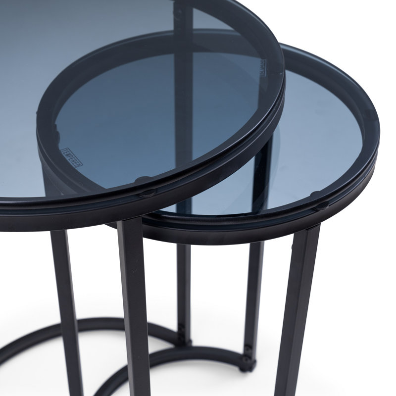 Mellyssa Glass Top Frame Nesting Tables