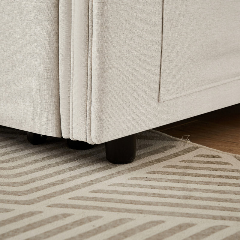Modern Linen Convertible Loveseat Sleeper Sofa