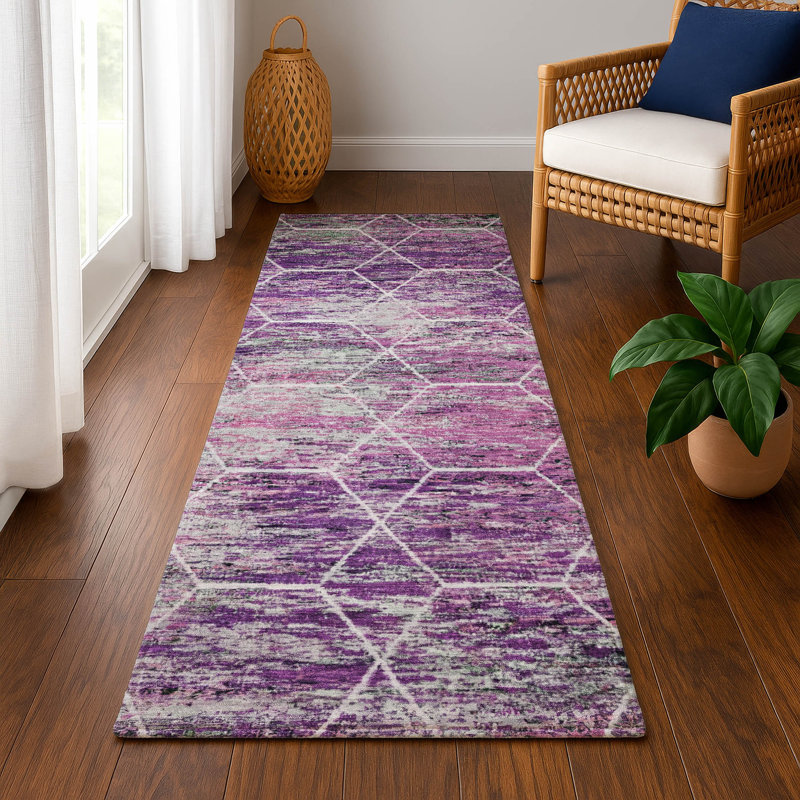 Premium Machine Washable Lubbers AMF1724 Geometric Rug, Runner 2'3" x 7'6"