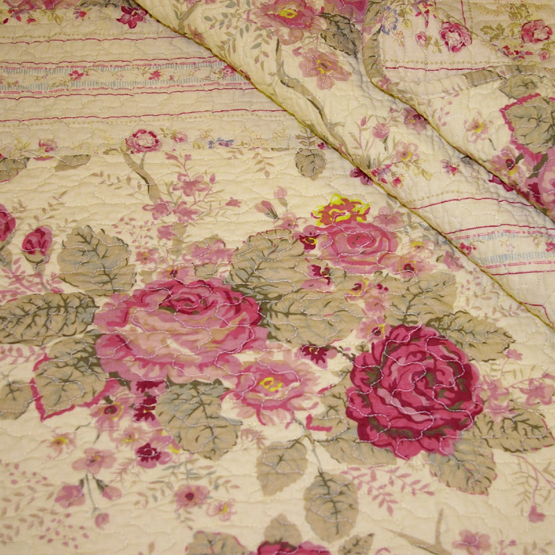 Jeté rose antique Greenland Home, 50 x 60 po, Beige / Rouge / Vert