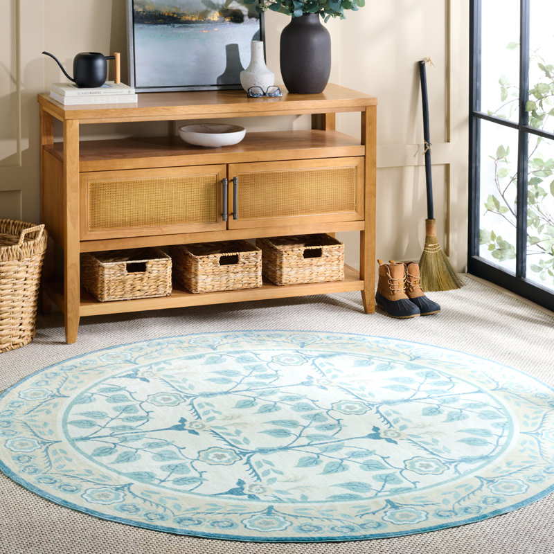 Msrw 182 Performance Machine Washable Floral Rug, Round 6'
