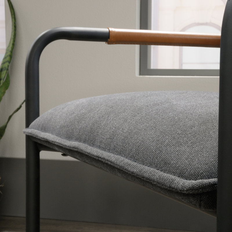 Twinar Upholstered Side Chair, Black/Light Brown, Charcoal Gray Fabric