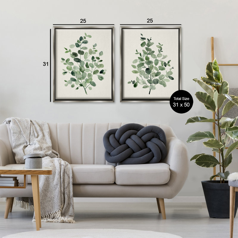 Ensemble de 2 toiles flottantes encadrées Minimal, Cadre flottant gris lustré, H 31 po x l 25 po