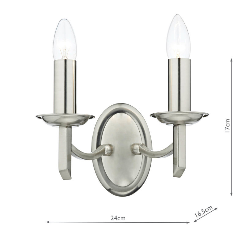 Amplas Candle Wall Light, Satin Chrome
