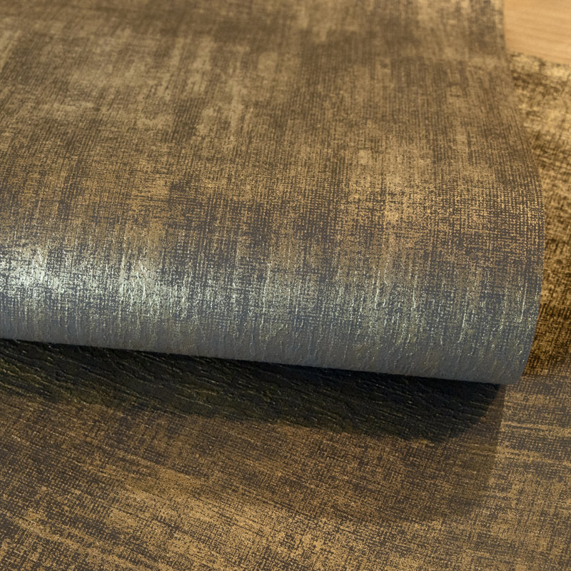 Universe Mercury Metallic Plain Texture Design Wallpaper Roll, Brown