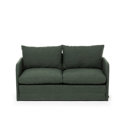 Modern 2-Seat Sofa Bed, Green Linen Fabric, 50.4 x 27.6 x 26.0 inches | 100% Metal Frame | Converts to Bed (78.7 x 47.2 inches) | Perfect for Small Spaces, Stylish and Functional Design for Living Room or Guest Room