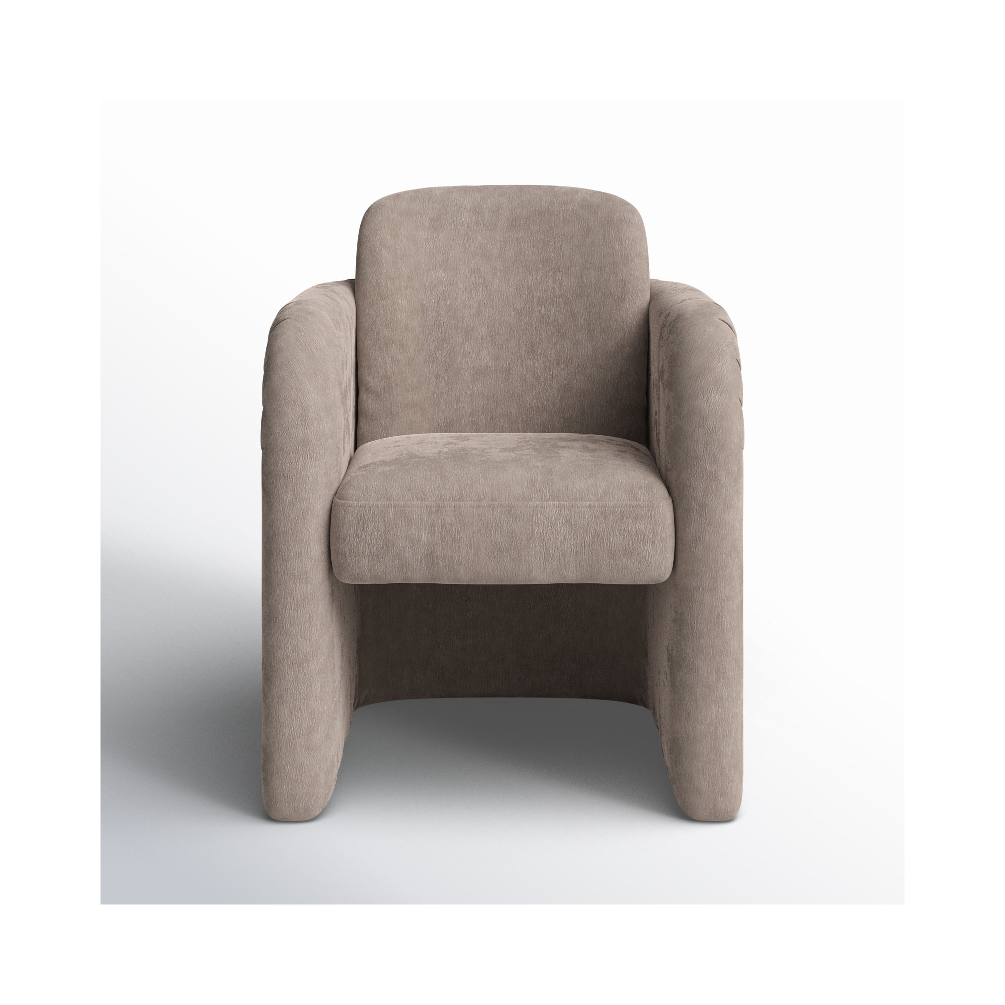 Becca Rolling Dining Arm Chair, Light Beige Performance Chenille