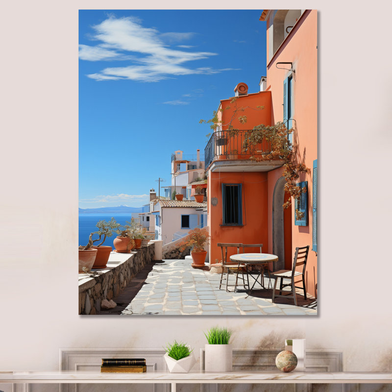 «Alfonsa» Italie tons terre cuite Fontanas II - impression, H 44 po x l 34 po x P 1,5 po, Toile tendue