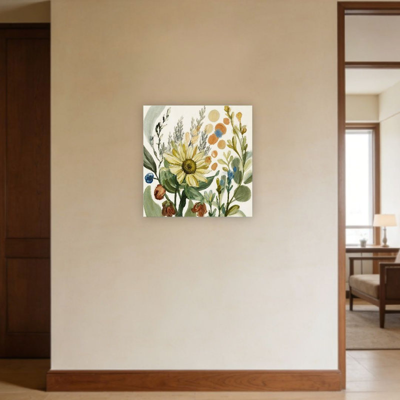 Bouquet de fleurs aux tons doux, sans cadre, murale, 16 x 16