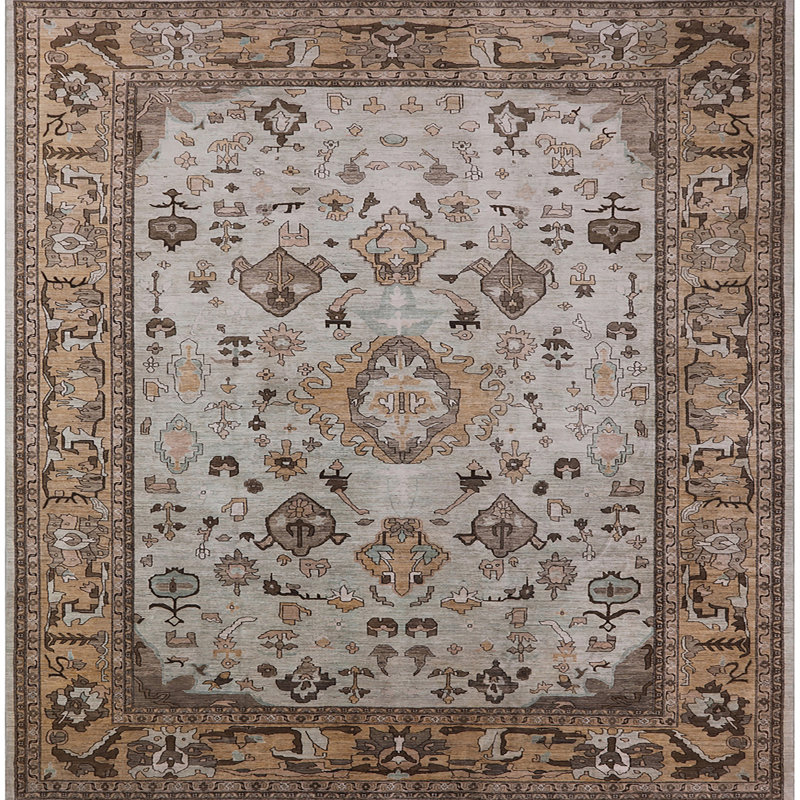 Tapis brun à motif oriental, Carré 6 pi