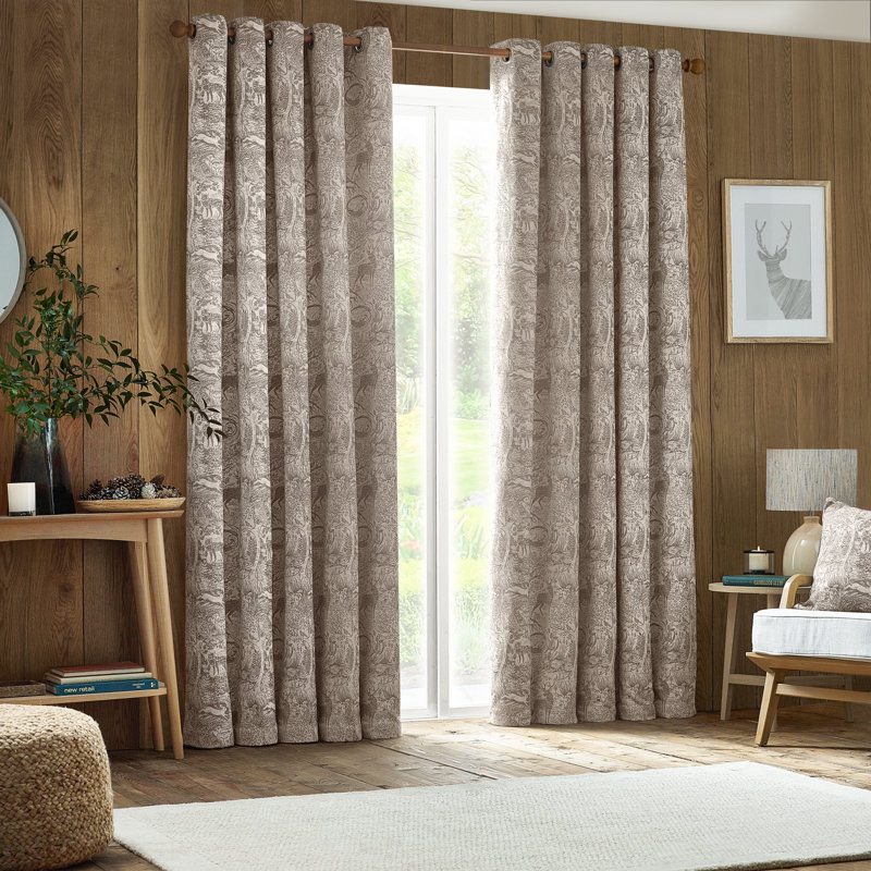 Room Darkening Curtain Pair, Brown, 168cm Width  x 229cm Drop