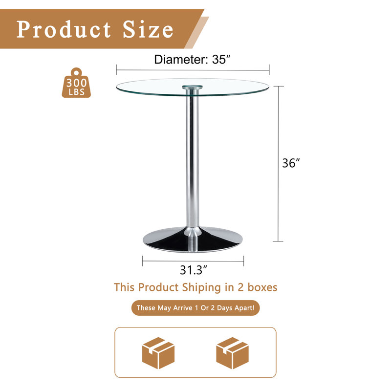 The modern and simple round glass dining table is equipped with silver-plated legs and is suitable for various scenarios