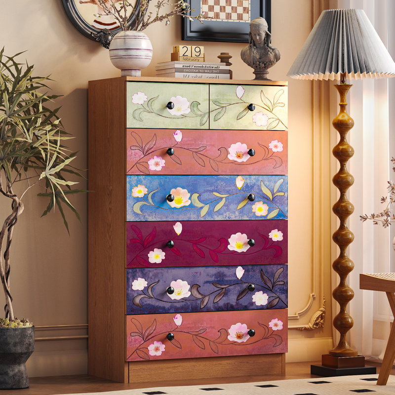 Commode 6 tiroirs brun à 7 niveaux avec panneaux de particules P2 26 po x 13 po x 40,6 po