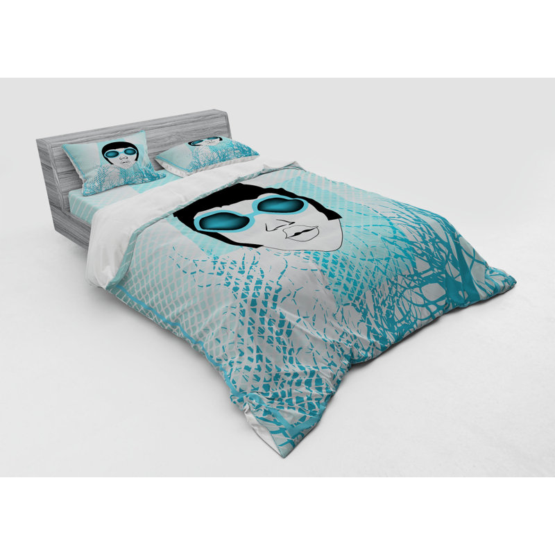 Ensemble de housse de couette en microfibre bleue, Housse de couette grand + 3 pièces supplémentair
