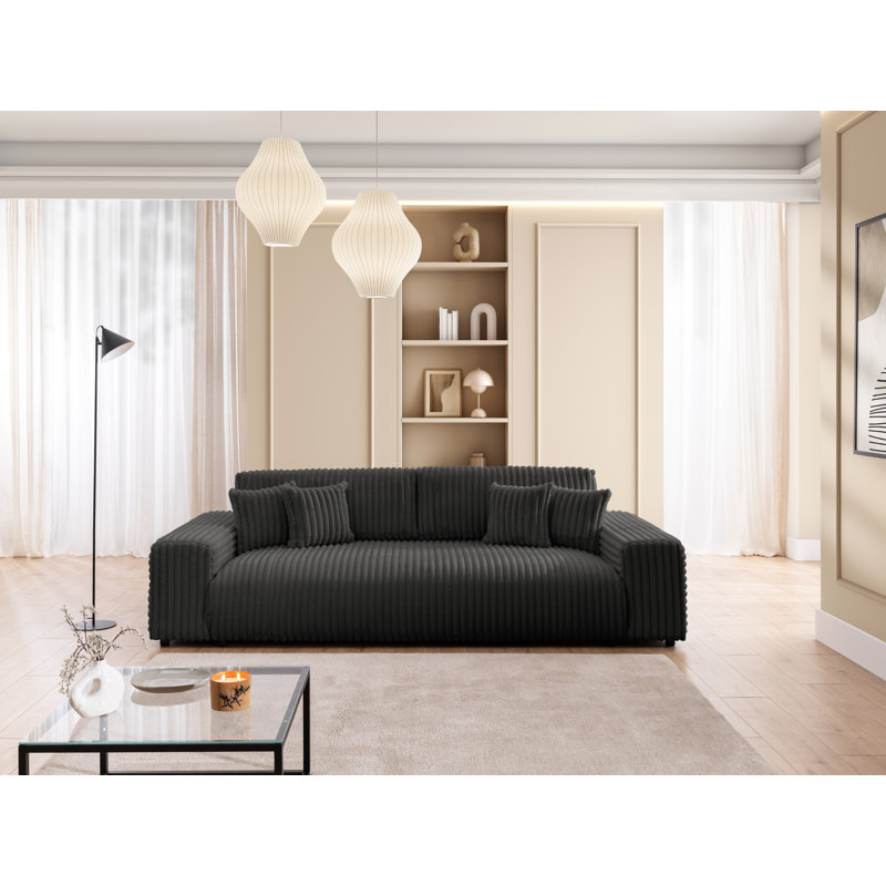 Mollis 4 Seater Corduroy Sofa Bed, Dark Grey