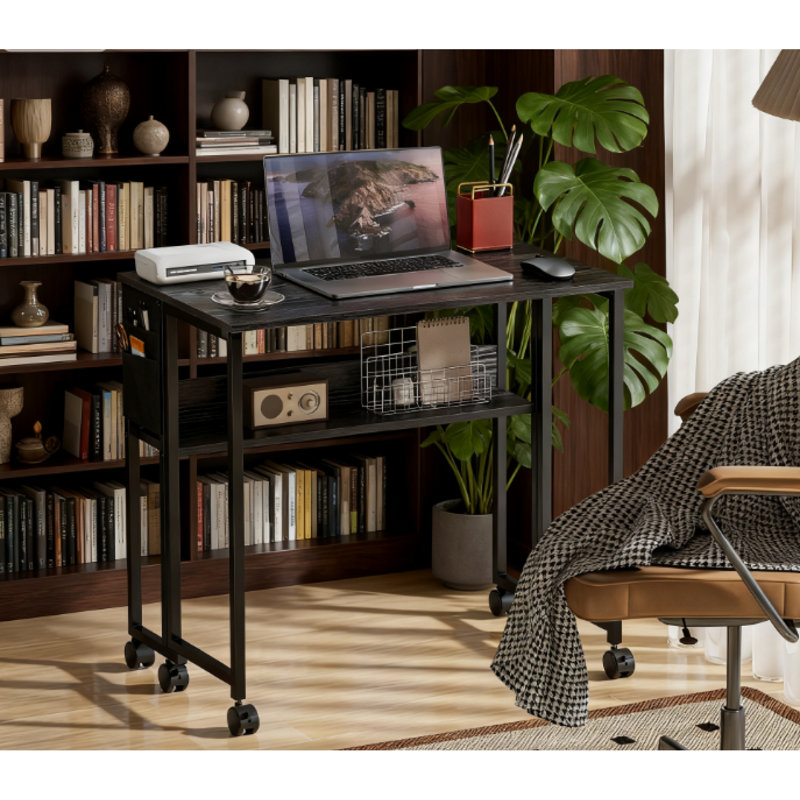 Bureaux pliables peu encombrants avec rangement, acier MDF moderne pour bureau à domicile