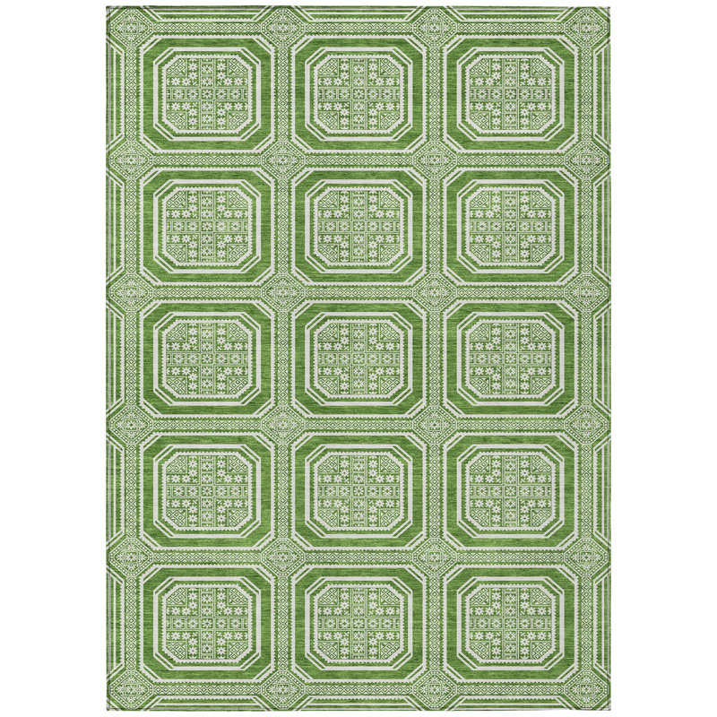 Tapis d'intérieur / extérieur vert Flutira , 5 pi x 7 pi 6 po