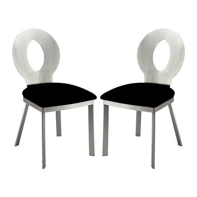 Ensemble de 2 chaises d'appoint en microfibre et en métal au fini argent et noir