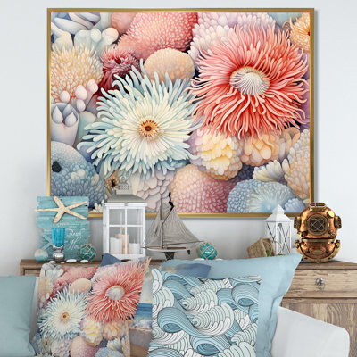 Sea Anemone Pastel Elegant, impression sur toile encadrée