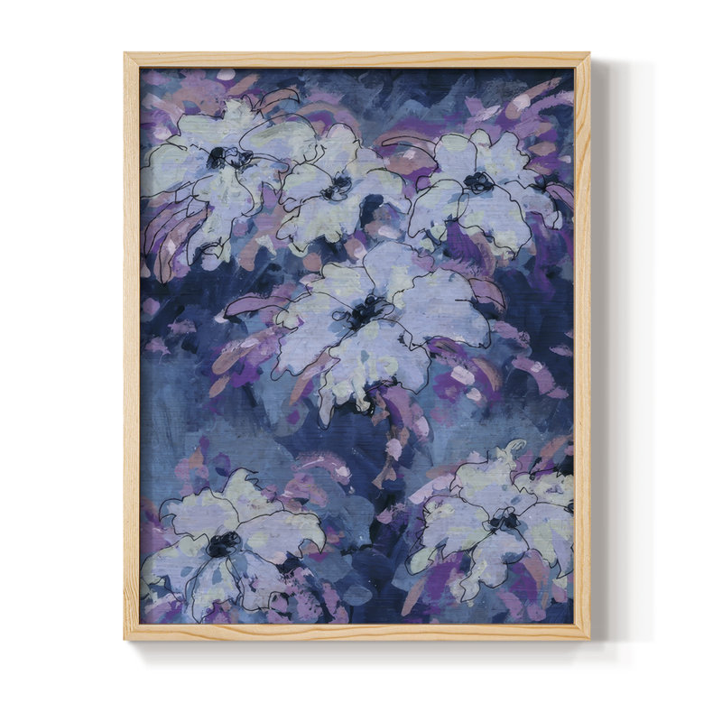 «Hidden Blooms I», reproduction encadrée - bois massif, Naturel, 11" H x 9" W