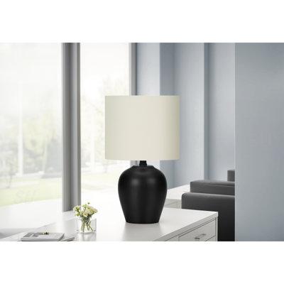 Lighting, 17"H, Table Lamp, Black Ceramic, Ivory / Cream Shade, Transitional